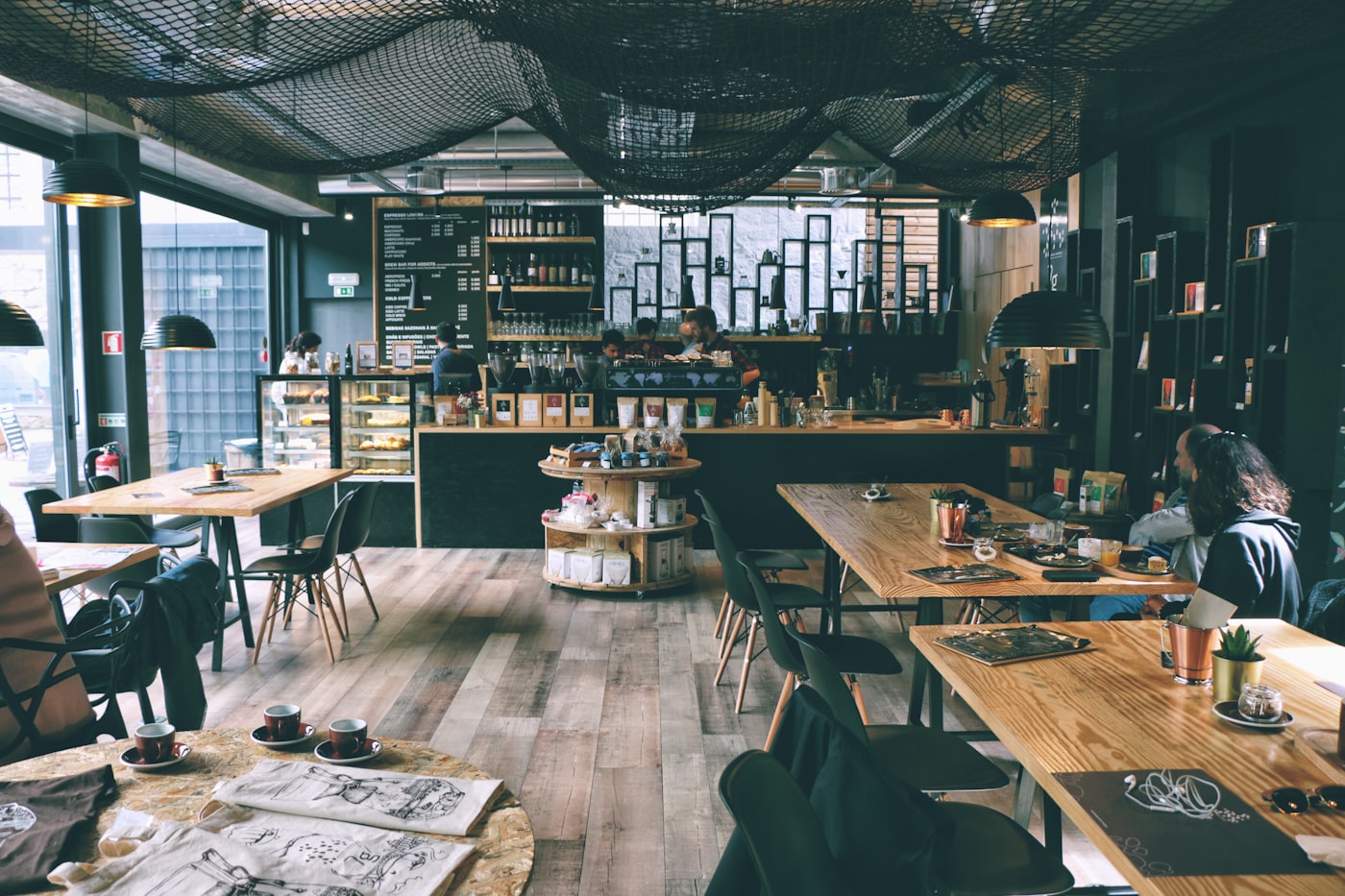Bright daytime interior of BeanPro coffee counter with natural light